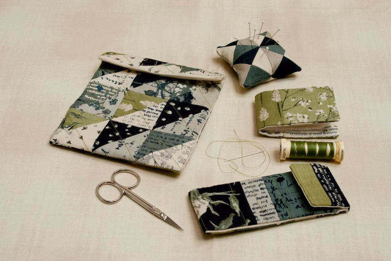 Sewing project kit with fabric, thread, and pattern bundled together