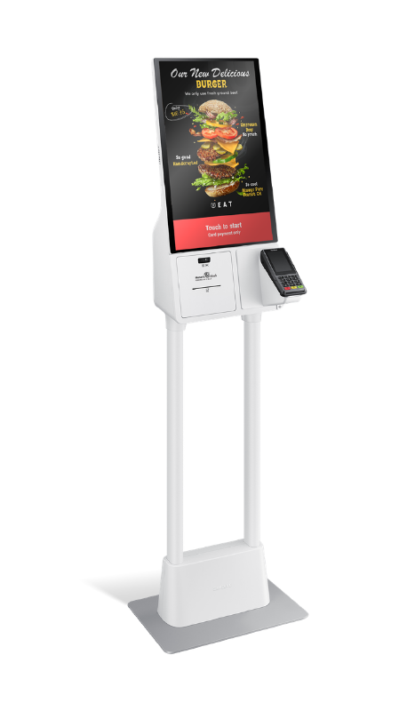 ShapesPay self-order kiosk unit with integrated card terminal